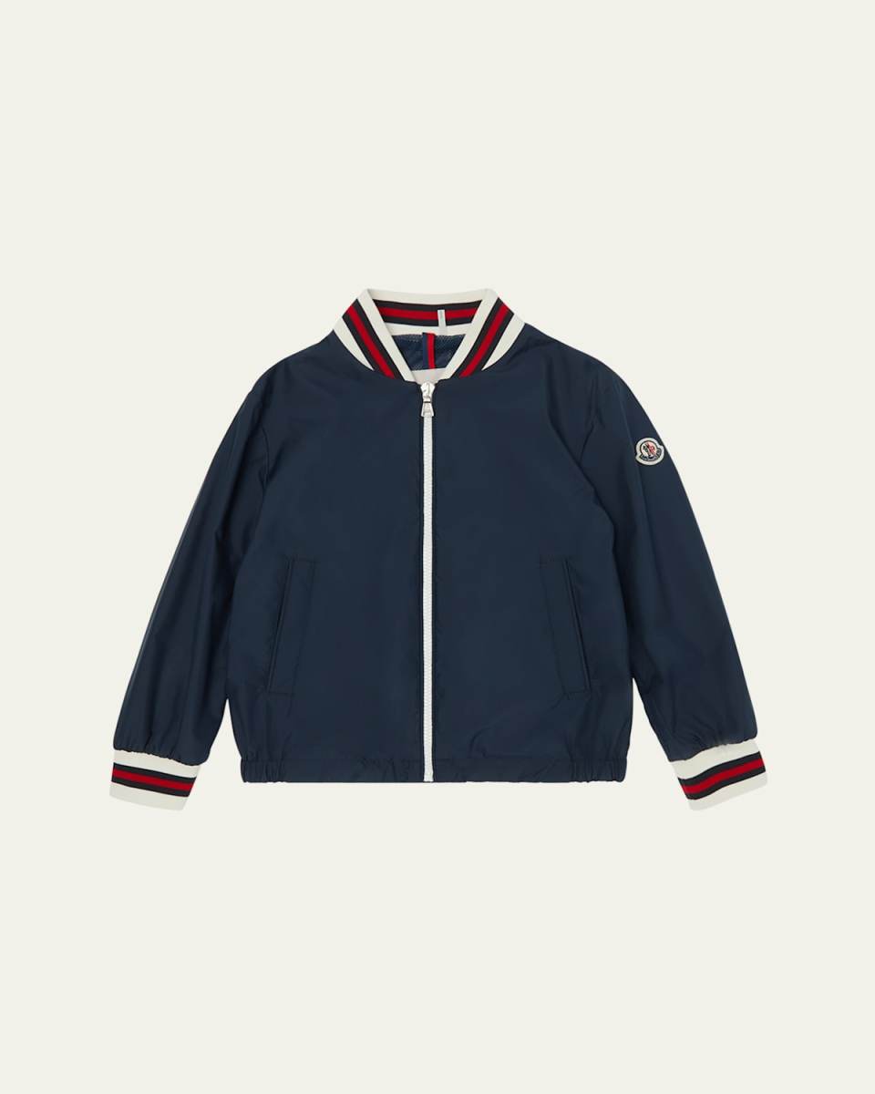 Boy's Maki Bomber with Striped Trim, Size 8-10